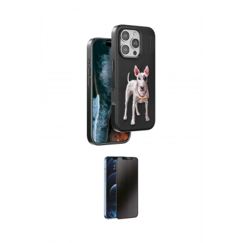 MARSİLYAN™- iPhone 16 Pro Max Kılıf Nova Form Koleksiyonu - Siyah 3D Antistatik Hayalet Cam Ekran Koruyucu