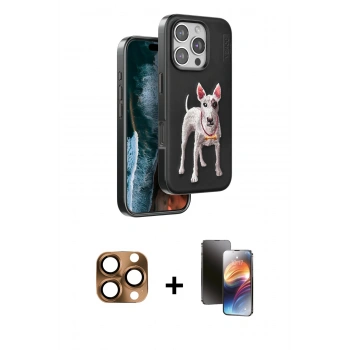 MARSİLYAN™- iPhone 16 Pro Max Kılıf Nova Form Koleksiyonu - Siyah 3D Antistatik Mat Seramik Nano Ekran Koruyucu + Pers Alüminyum Kamera Lens - CLTM
