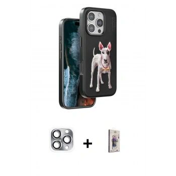 MARSİLYAN™- iPhone 16 Pro Max Kılıf Nova Form Koleksiyonu - Siyah Bilvis 3D Cam Ekran Koruyucu + Pers Alüminyum Kamera Lens - GI