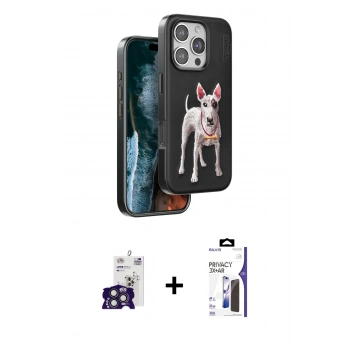 MARSİLYAN™- iPhone 16 Pro Max Kılıf Nova Form Koleksiyonu - Siyah Bilvis 3X AR Hayalet Cam Ekran Koruyucu + Bilvis Titan Kamera Lens - TMGI