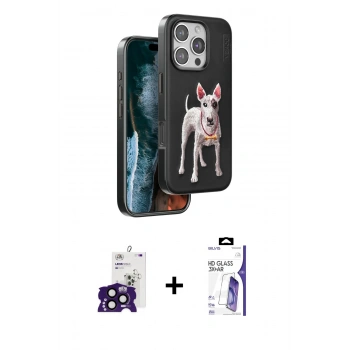 MARSİLYAN™- iPhone 16 Pro Max Kılıf Nova Form Koleksiyonu - Siyah Bilvis 3X AR HD Cam Ekran Koruyucu + Bilvis Titan Kamera Lens - SH
