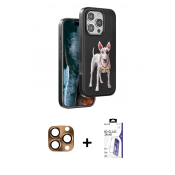 MARSİLYAN™- iPhone 16 Pro Max Kılıf Nova Form Koleksiyonu - Siyah Bilvis 3X AR HD Cam Ekran Koruyucu + Pers Alüminyum Kamera Lens - CLTM