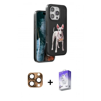 MARSİLYAN™- iPhone 16 Pro Max Kılıf Nova Form Koleksiyonu - Siyah Bilvis 5in1 3D Magic Cam Ekran Koruyucu + Pers Alüminyum Kamera Lens - CLTM