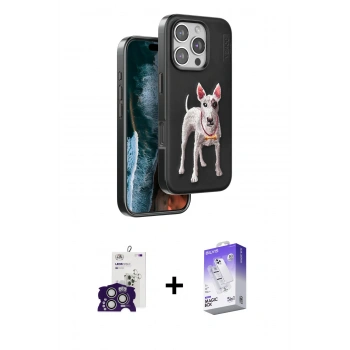 MARSİLYAN™- iPhone 16 Pro Max Kılıf Nova Form Koleksiyonu - Siyah Bilvis 5in1 3D Magic Cam Ekran Koruyucu + Bilvis Titan Kamera Lens - GS