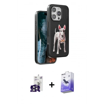 MARSİLYAN™- iPhone 16 Pro Max Kılıf Nova Form Koleksiyonu - Siyah Bilvis 5in1 5D Magic Hayalet Cam Ekran Koruyucu + Bilvis Titan Kamera Lens - TMGI