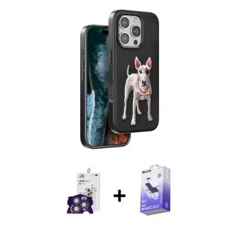 MARSİLYAN™- iPhone 16 Pro Max Kılıf Nova Form Koleksiyonu - Siyah Bilvis 5in1 5D Magic Hayalet Cam Ekran Koruyucu + Bilvis Titan Kamera Lens - GS