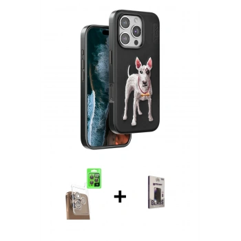 MARSİLYAN™- iPhone 16 Pro Max Kılıf Nova Form Koleksiyonu - Siyah Bilvis Hayalet Cam Ekran Koruyucu + Raze Metal Kamera Lens - CLTM
