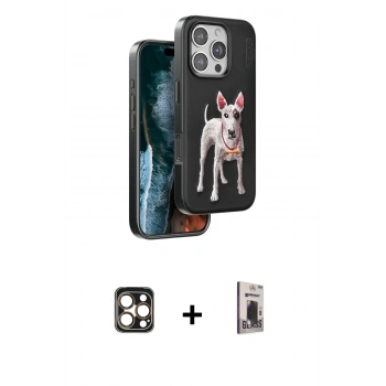 MARSİLYAN™- iPhone 16 Pro Max Kılıf Nova Form Koleksiyonu - Siyah Bilvis Hayalet Cam Ekran Koruyucu + PVD Metal Kamera Lens - GD