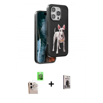 MARSİLYAN™- iPhone 16 Pro Max Kılıf Nova Form Koleksiyonu - Siyah Bilvis Hayalet Cam Ekran Koruyucu + Raze Metal Kamera Lens - NLGY