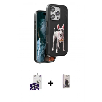 MARSİLYAN™- iPhone 16 Pro Max Kılıf Nova Form Koleksiyonu - Siyah Bilvis Hayalet Cam Ekran Koruyucu + Bilvis Titan Kamera Lens - TMGI