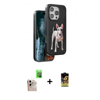MARSİLYAN™- iPhone 16 Pro Max Kılıf Nova Form Koleksiyonu - Siyah Buffer Cam Ekran Koruyucu + Raze Metal Kamera Lens - NLGY