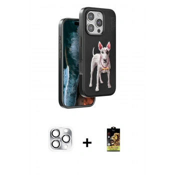 MARSİLYAN™- iPhone 16 Pro Max Kılıf Nova Form Koleksiyonu - Siyah Buffer Cam Ekran Koruyucu + Pers Alüminyum Kamera Lens - GS
