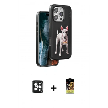 MARSİLYAN™- iPhone 16 Pro Max Kılıf Nova Form Koleksiyonu - Siyah Buffer Cam Ekran Koruyucu + PVD Metal Kamera Lens - SH