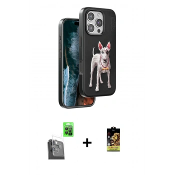 MARSİLYAN™- iPhone 16 Pro Max Kılıf Nova Form Koleksiyonu - Siyah Buffer Cam Ekran Koruyucu + Raze Metal Kamera Lens - SH