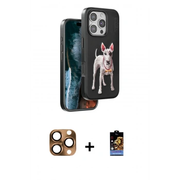 MARSİLYAN™- iPhone 16 Pro Max Kılıf Nova Form Koleksiyonu - Siyah Buffer Hayalet Cam Ekran Koruyucu + Pers Alüminyum Kamera Lens - CLTM
