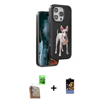 MARSİLYAN™- iPhone 16 Pro Max Kılıf Nova Form Koleksiyonu - Siyah Buffer Hayalet Cam Ekran Koruyucu + Raze Metal Kamera Lens - CLTM