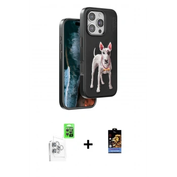 MARSİLYAN™- iPhone 16 Pro Max Kılıf Nova Form Koleksiyonu - Siyah Buffer Hayalet Cam Ekran Koruyucu + Raze Metal Kamera Lens - BZ