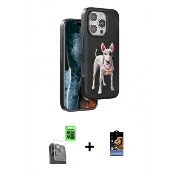 MARSİLYAN™- iPhone 16 Pro Max Kılıf Nova Form Koleksiyonu - Siyah Buffer Hayalet Cam Ekran Koruyucu + Raze Metal Kamera Lens - SH
