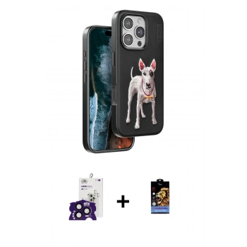 MARSİLYAN™- iPhone 16 Pro Max Kılıf Nova Form Koleksiyonu - Siyah Buffer Hayalet Cam Ekran Koruyucu + Bilvis Titan Kamera Lens - SH