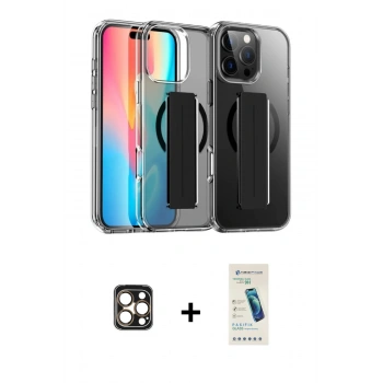 MARSİLYAN™- iPhone 16 Pro Max Kılıf Nova Işık Koleksiyonu - Şeffaf Pasifik Cam Ekran Koruyucu + PVD Metal Kamera Lens - GD