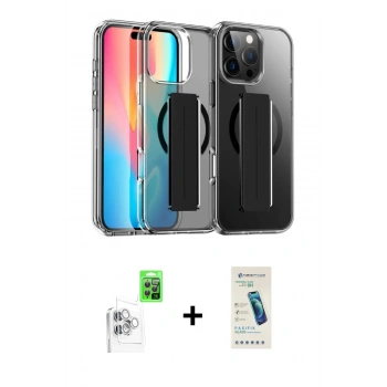 MARSİLYAN™- iPhone 16 Pro Max Kılıf Nova Işık Koleksiyonu - Şeffaf Pasifik Cam Ekran Koruyucu + Raze Metal Kamera Lens - BZ