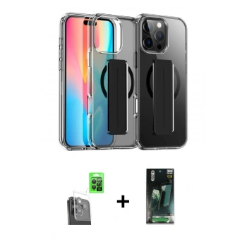 MARSİLYAN™- iPhone 16 Pro Max Kılıf Nova Işık Koleksiyonu - Siyah 360 Mat Full Body Arka Koruyucu + Raze Metal Kamera Lens - SH
