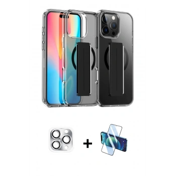 MARSİLYAN™- iPhone 16 Pro Max Kılıf Nova Işık Koleksiyonu - Siyah 3D Antistatik Cam Ekran Koruyucu + Pers Alüminyum Kamera Lens - GS