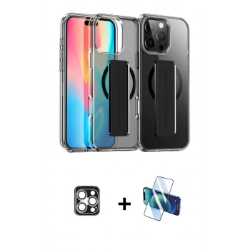 MARSİLYAN™- iPhone 16 Pro Max Kılıf Nova Işık Koleksiyonu - Siyah 3D Antistatik Cam Ekran Koruyucu + PVD Metal Kamera Lens - GS