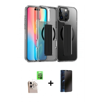 MARSİLYAN™- iPhone 16 Pro Max Kılıf Nova Işık Koleksiyonu - Siyah 3D Antistatik Hayalet Cam Ekran Koruyucu + Raze Metal Kamera Lens - NLGY