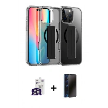 MARSİLYAN™- iPhone 16 Pro Max Kılıf Nova Işık Koleksiyonu - Siyah 3D Antistatik Hayalet Cam Ekran Koruyucu + Bilvis Titan Kamera Lens - TMGI