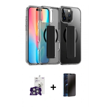 MARSİLYAN™- iPhone 16 Pro Max Kılıf Nova Işık Koleksiyonu - Siyah 3D Antistatik Hayalet Cam Ekran Koruyucu + Bilvis Titan Kamera Lens - GS