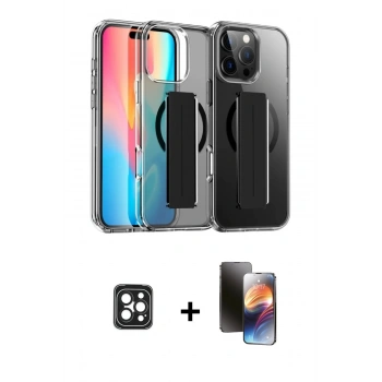 MARSİLYAN™- iPhone 16 Pro Max Kılıf Nova Işık Koleksiyonu - Siyah 3D Antistatik Mat Seramik Nano Ekran Koruyucu + PVD Metal Kamera Lens - SH