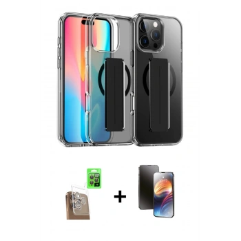 MARSİLYAN™- iPhone 16 Pro Max Kılıf Nova Işık Koleksiyonu - Siyah 3D Antistatik Mat Seramik Nano Ekran Koruyucu + Raze Metal Kamera Lens - CLTM