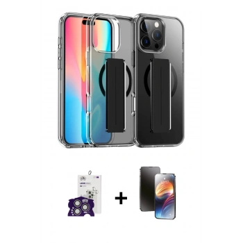 MARSİLYAN™- iPhone 16 Pro Max Kılıf Nova Işık Koleksiyonu - Siyah 3D Antistatik Mat Seramik Nano Ekran Koruyucu + Bilvis Titan Kamera Lens - GS