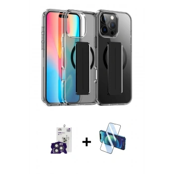 MARSİLYAN™- iPhone 16 Pro Max Kılıf Nova Işık Koleksiyonu - Siyah 3D Antistatik Seramik Nano Ekran Koruyucu + Bilvis Titan Kamera Lens - TMGI