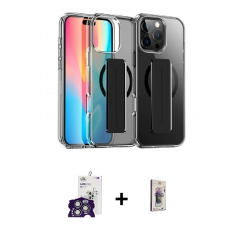 MARSİLYAN™- iPhone 16 Pro Max Kılıf Nova Işık Koleksiyonu - Siyah Bilvis 3D Cam Ekran Koruyucu + Bilvis Titan Kamera Lens - GS