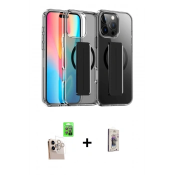MARSİLYAN™- iPhone 16 Pro Max Kılıf Nova Işık Koleksiyonu - Siyah Bilvis 3D Cam Ekran Koruyucu + Raze Metal Kamera Lens - NLGY