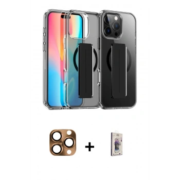 MARSİLYAN™- iPhone 16 Pro Max Kılıf Nova Işık Koleksiyonu - Siyah Bilvis 3D Cam Ekran Koruyucu + Pers Alüminyum Kamera Lens - CLTM