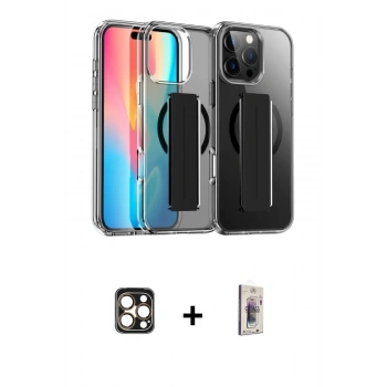 MARSİLYAN™- iPhone 16 Pro Max Kılıf Nova Işık Koleksiyonu - Siyah Bilvis 3D Cam Ekran Koruyucu + PVD Metal Kamera Lens - GD