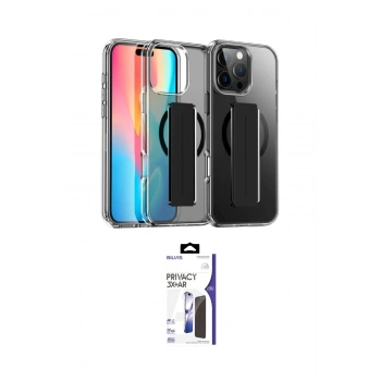 MARSİLYAN™- iPhone 16 Pro Max Kılıf Nova Işık Koleksiyonu - Siyah Bilvis 3X AR Hayalet Cam Ekran Koruyucu