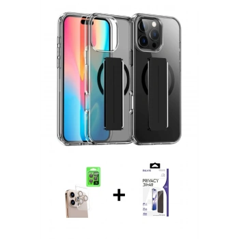 MARSİLYAN™- iPhone 16 Pro Max Kılıf Nova Işık Koleksiyonu - Siyah Bilvis 3X AR Hayalet Cam Ekran Koruyucu + Raze Metal Kamera Lens - NLGY
