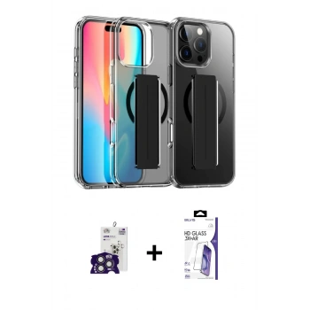 MARSİLYAN™- iPhone 16 Pro Max Kılıf Nova Işık Koleksiyonu - Siyah Bilvis 3X AR HD Cam Ekran Koruyucu + Bilvis Titan Kamera Lens - TMGI