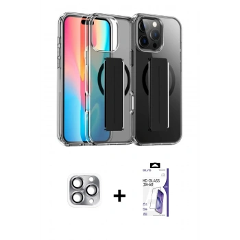 MARSİLYAN™- iPhone 16 Pro Max Kılıf Nova Işık Koleksiyonu - Siyah Bilvis 3X AR HD Cam Ekran Koruyucu + Pers Alüminyum Kamera Lens - GI