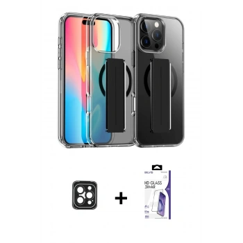 MARSİLYAN™- iPhone 16 Pro Max Kılıf Nova Işık Koleksiyonu - Siyah Bilvis 3X AR HD Cam Ekran Koruyucu + PVD Metal Kamera Lens - SH
