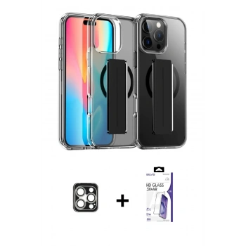 MARSİLYAN™- iPhone 16 Pro Max Kılıf Nova Işık Koleksiyonu - Siyah Bilvis 3X AR HD Cam Ekran Koruyucu + PVD Metal Kamera Lens - GS
