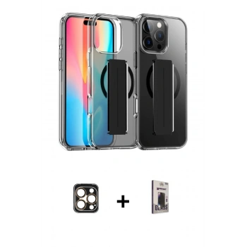 MARSİLYAN™- iPhone 16 Pro Max Kılıf Nova Işık Koleksiyonu - Siyah Bilvis Hayalet Cam Ekran Koruyucu + PVD Metal Kamera Lens - GD