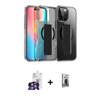 MARSİLYAN™- iPhone 16 Pro Max Kılıf Nova Işık Koleksiyonu - Siyah Bilvis Hayalet Cam Ekran Koruyucu + Bilvis Titan Kamera Lens - GS