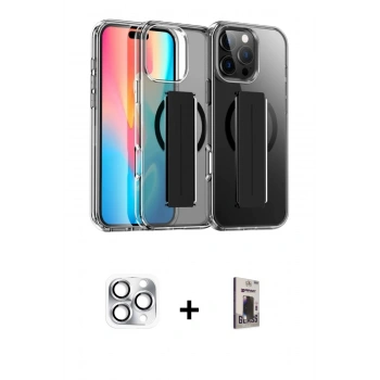 MARSİLYAN™- iPhone 16 Pro Max Kılıf Nova Işık Koleksiyonu - Siyah Bilvis Hayalet Cam Ekran Koruyucu + Pers Alüminyum Kamera Lens - GS