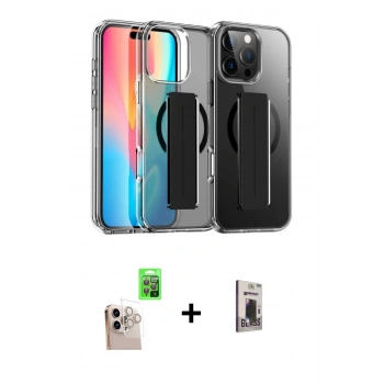 MARSİLYAN™- iPhone 16 Pro Max Kılıf Nova Işık Koleksiyonu - Siyah Bilvis Hayalet Cam Ekran Koruyucu + Raze Metal Kamera Lens - NLGY
