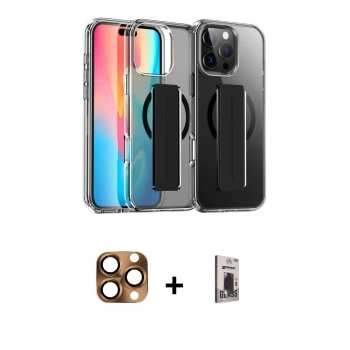 MARSİLYAN™- iPhone 16 Pro Max Kılıf Nova Işık Koleksiyonu - Siyah Bilvis Hayalet Cam Ekran Koruyucu + Pers Alüminyum Kamera Lens - CLTM